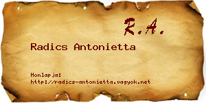 Radics Antonietta névjegykártya